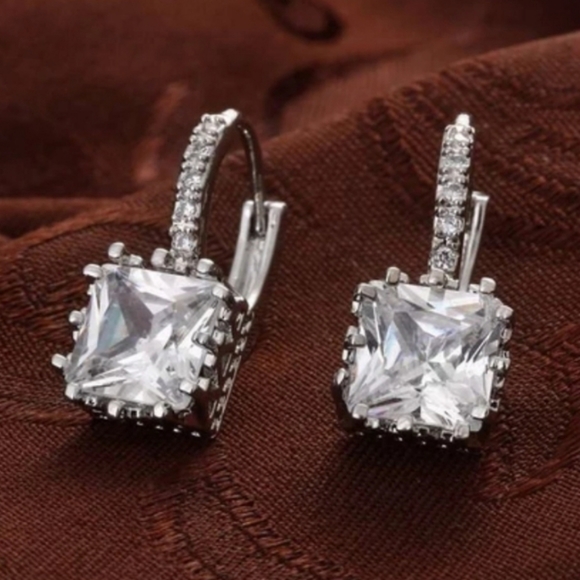 Swarovski Jewelry - Swarovski Elements 925 Silver 5.0 ct Earrings NEW